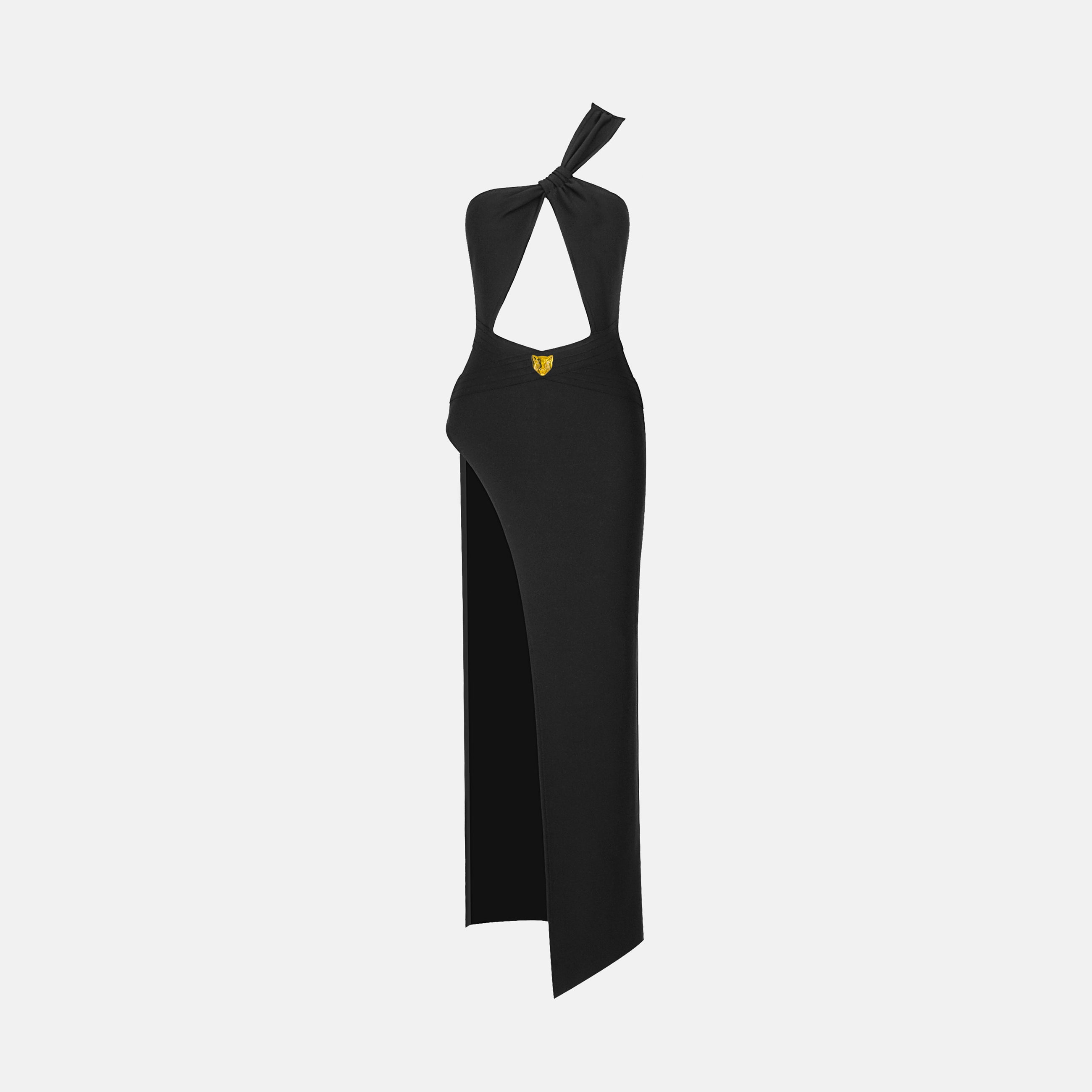 Black one shoulder cutout dress