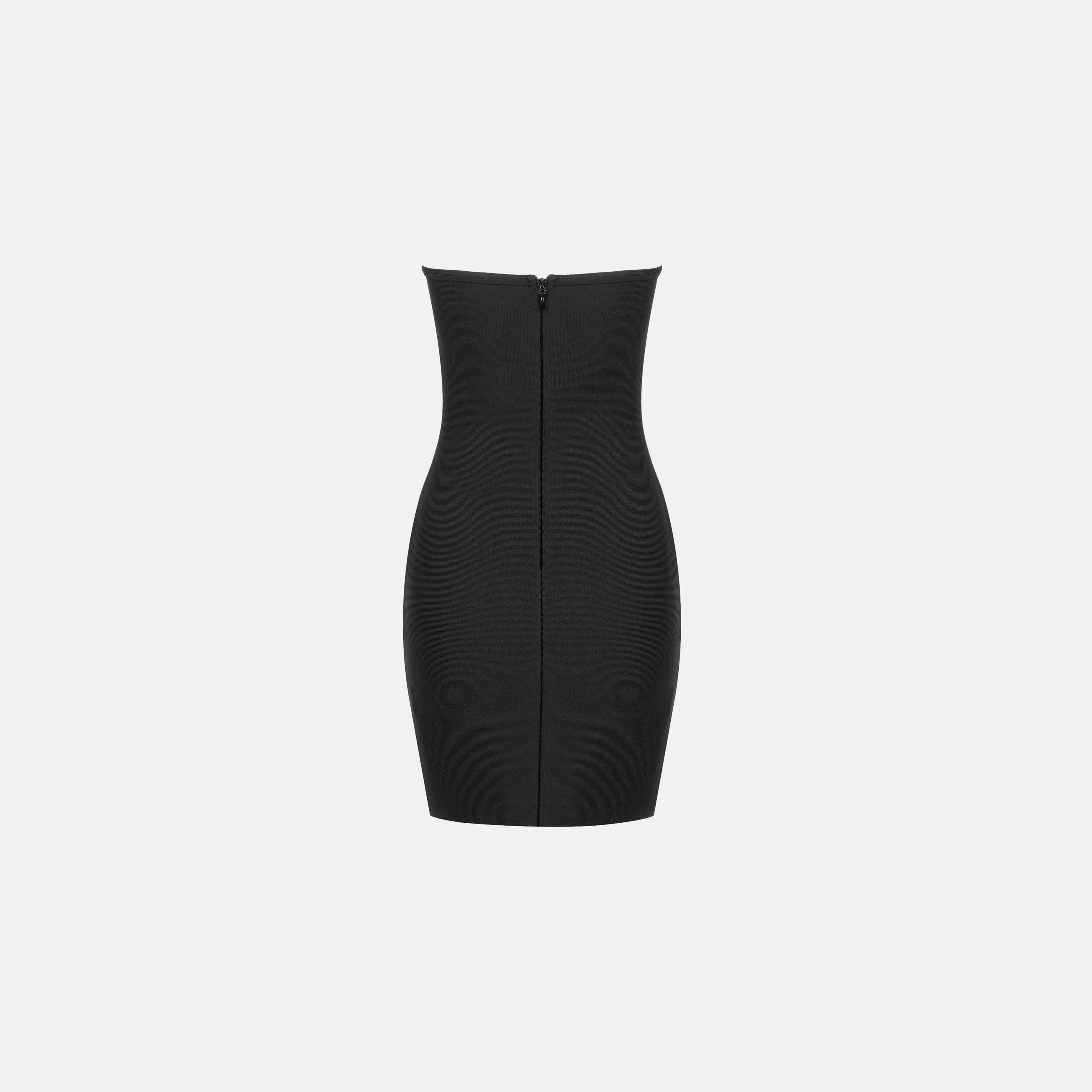 Mini abito fasciante con Pantera gioiello di colore nero