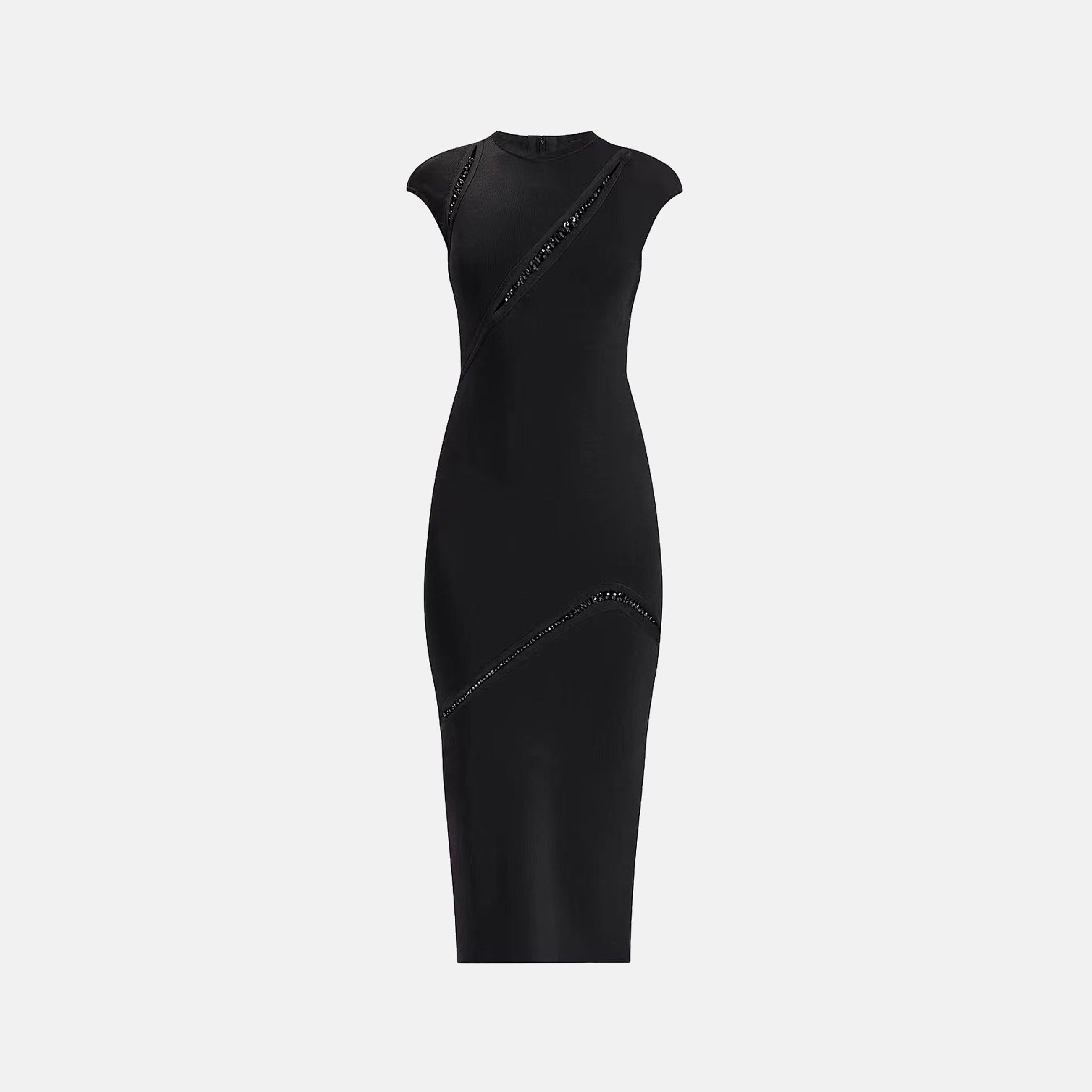 Black crystal midi dress
