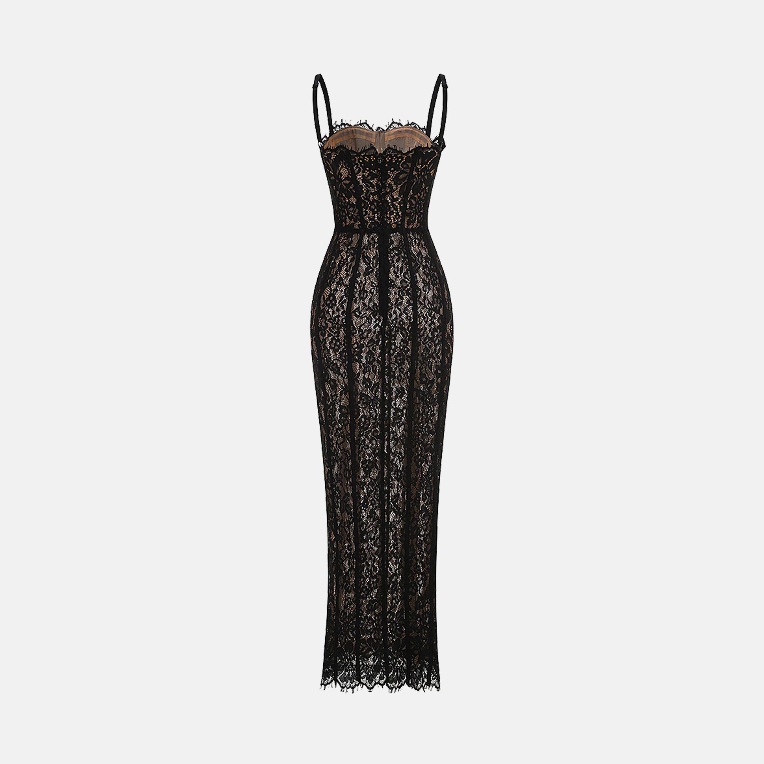 Black lace midi dress