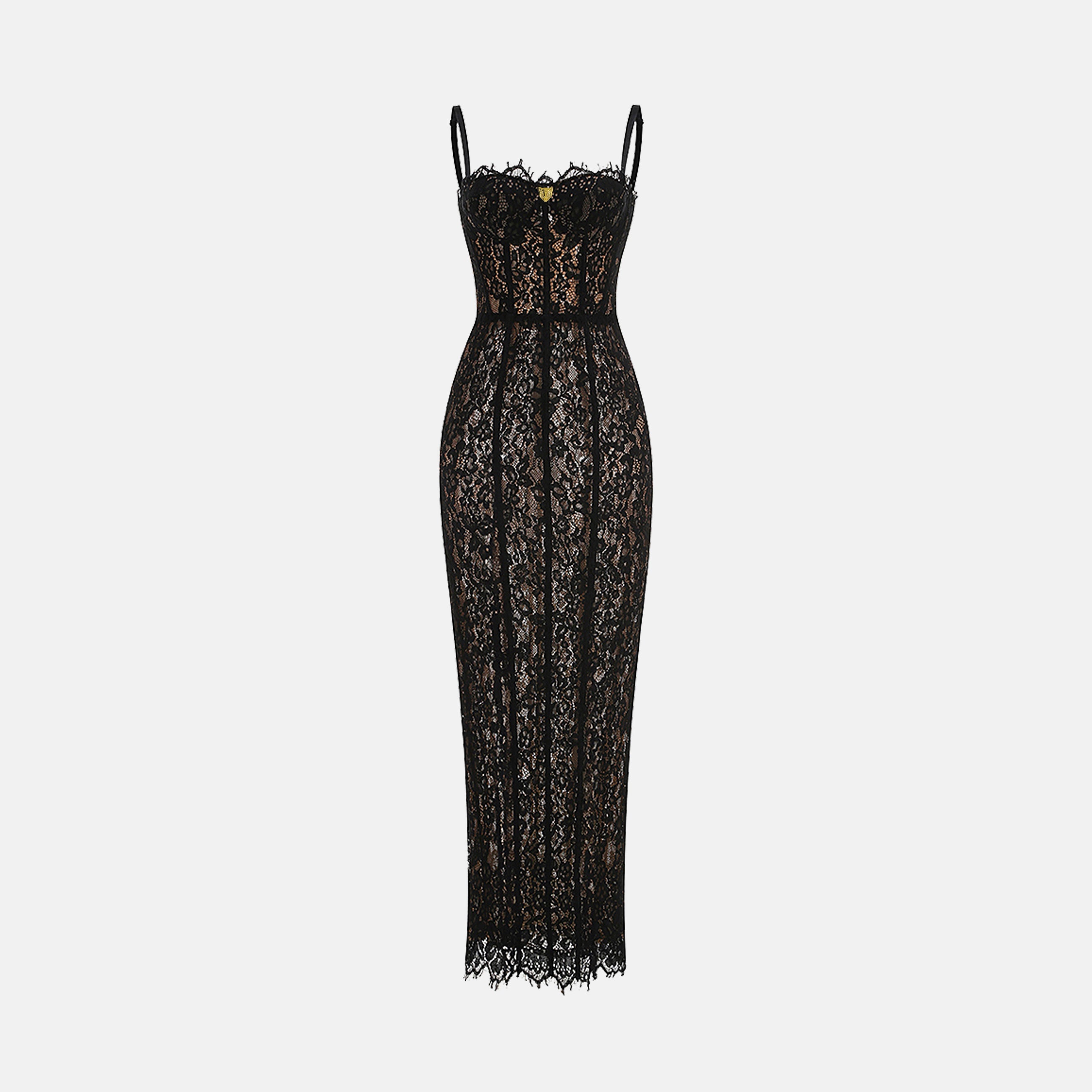 Black lace midi dress