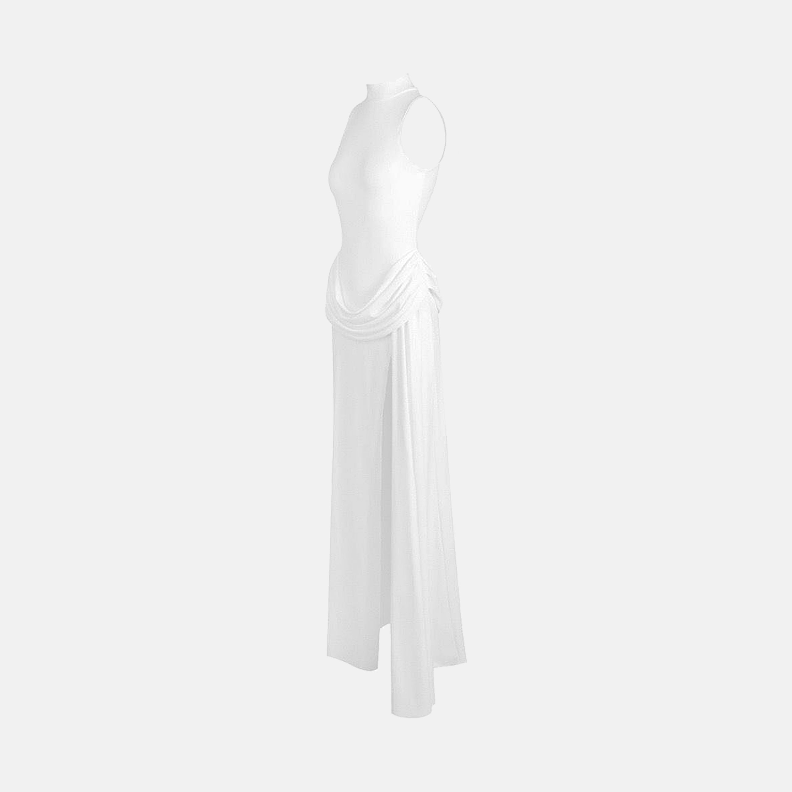 White jersey halter neck dress