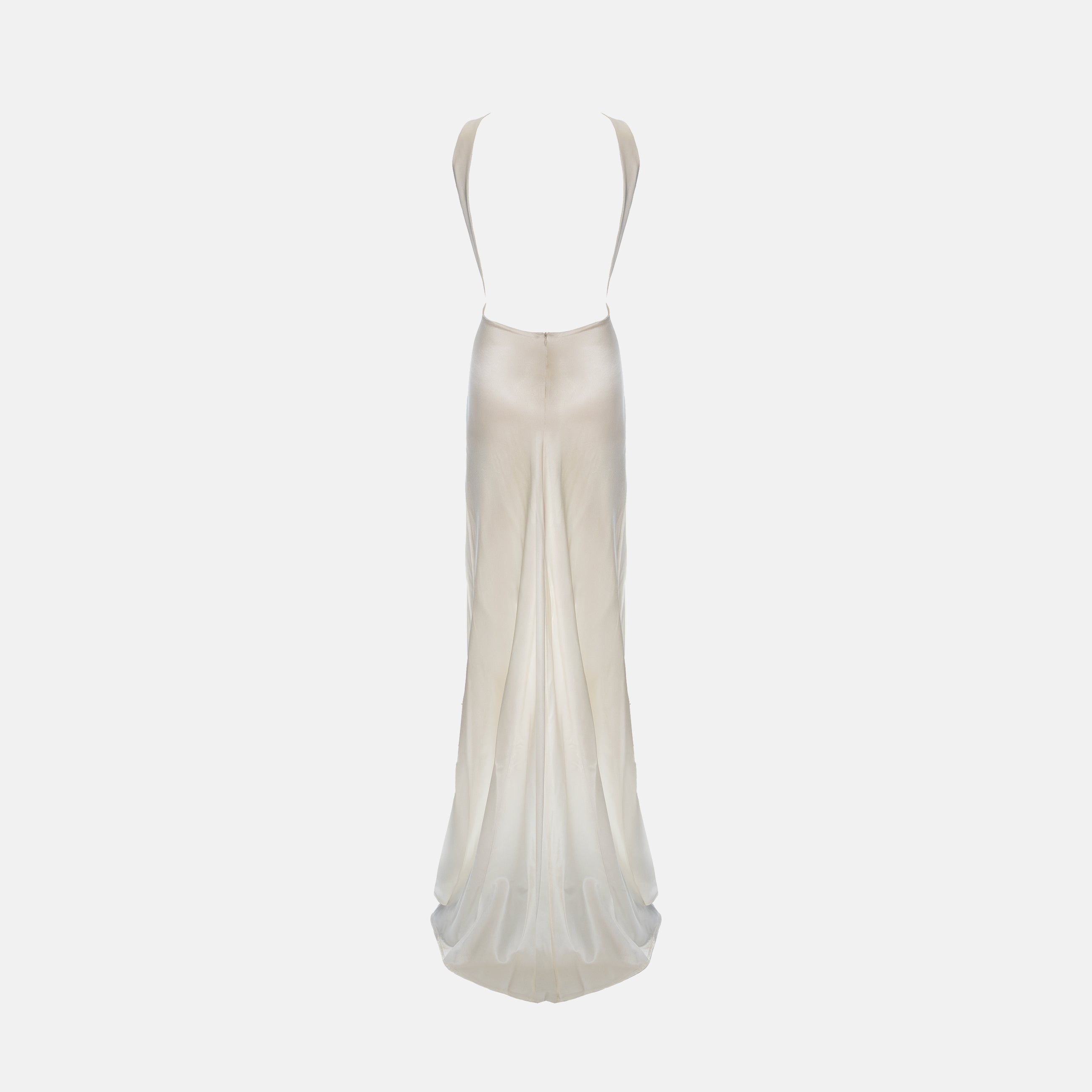 White silk cutout dress