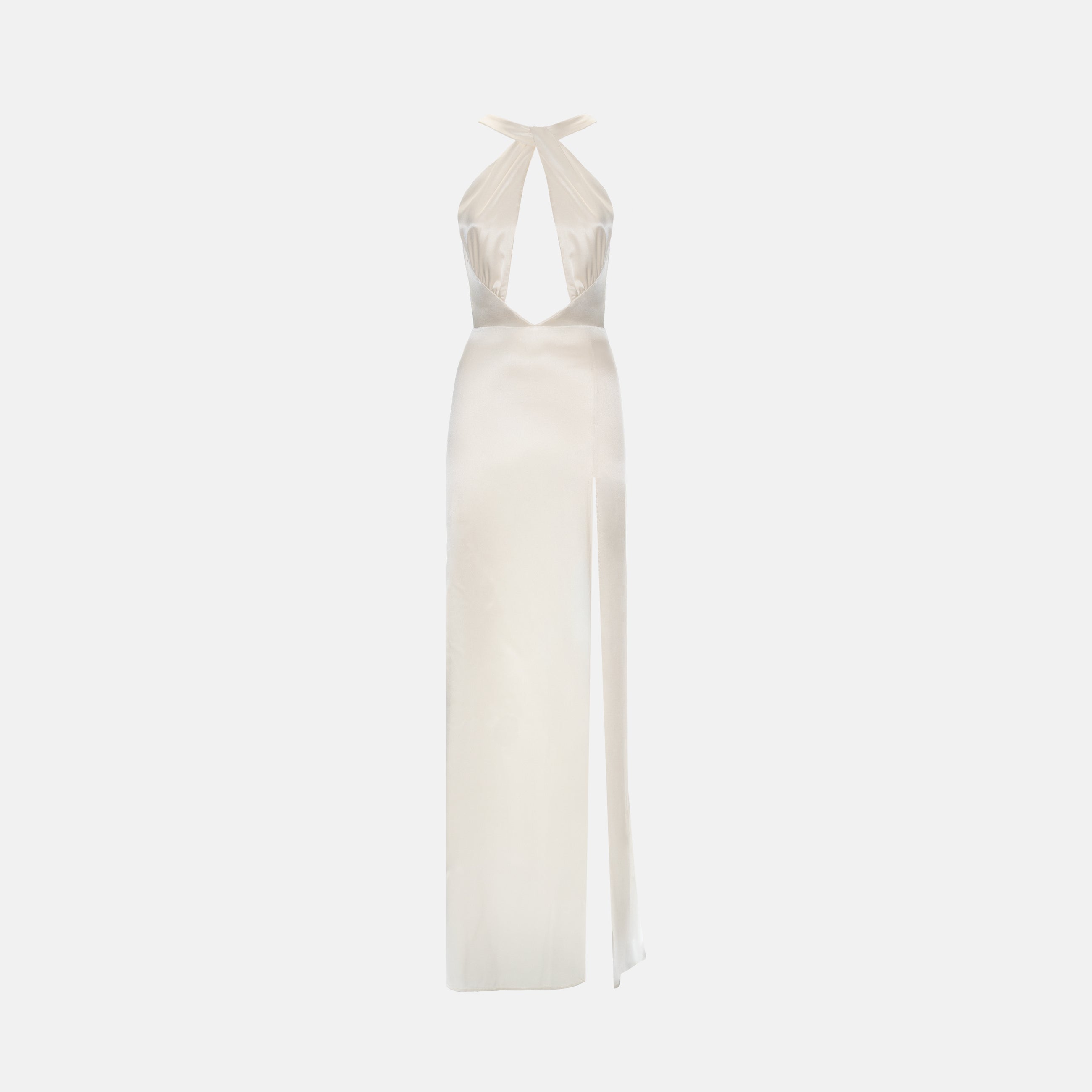 White silk cutout dress