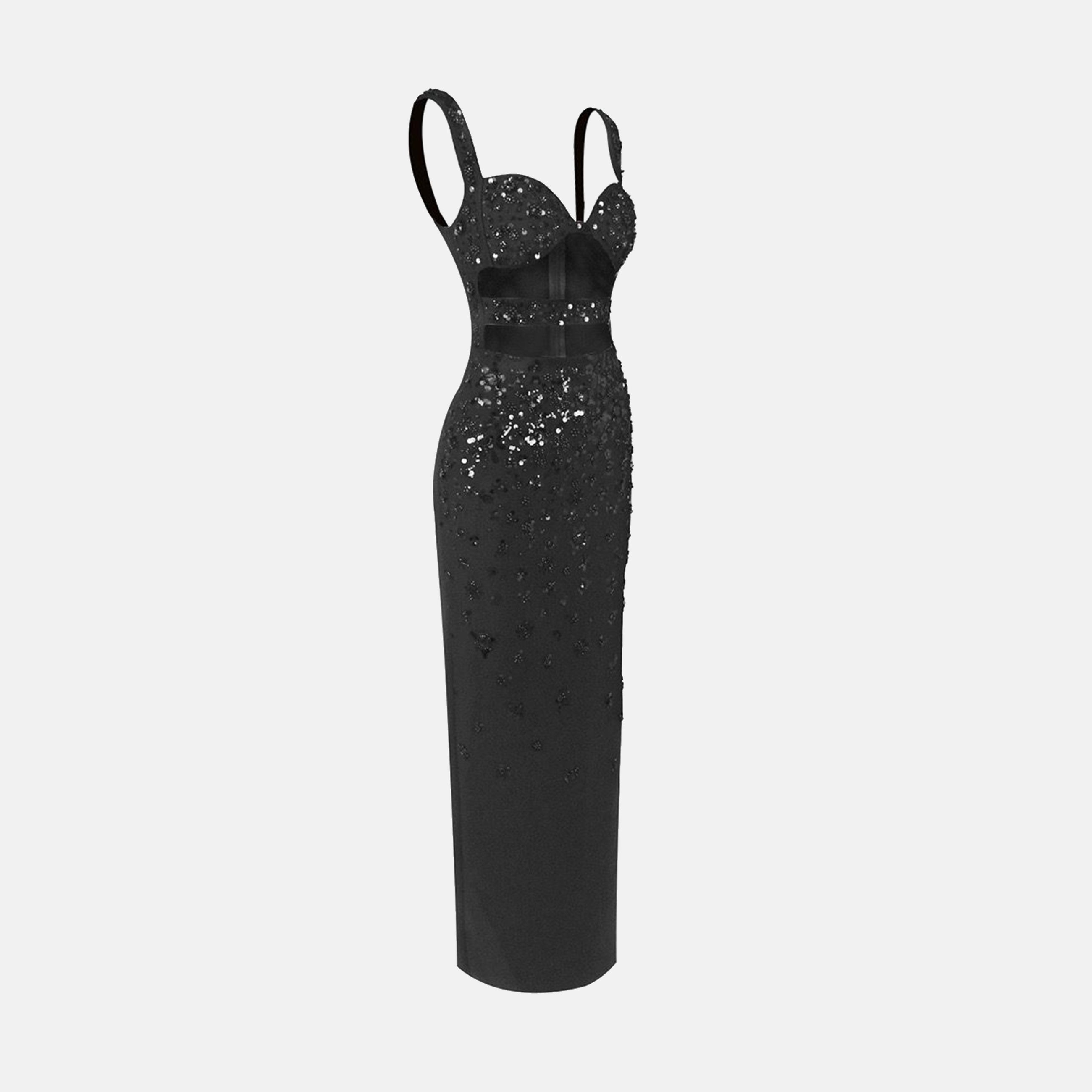 Black sequin gown dress
