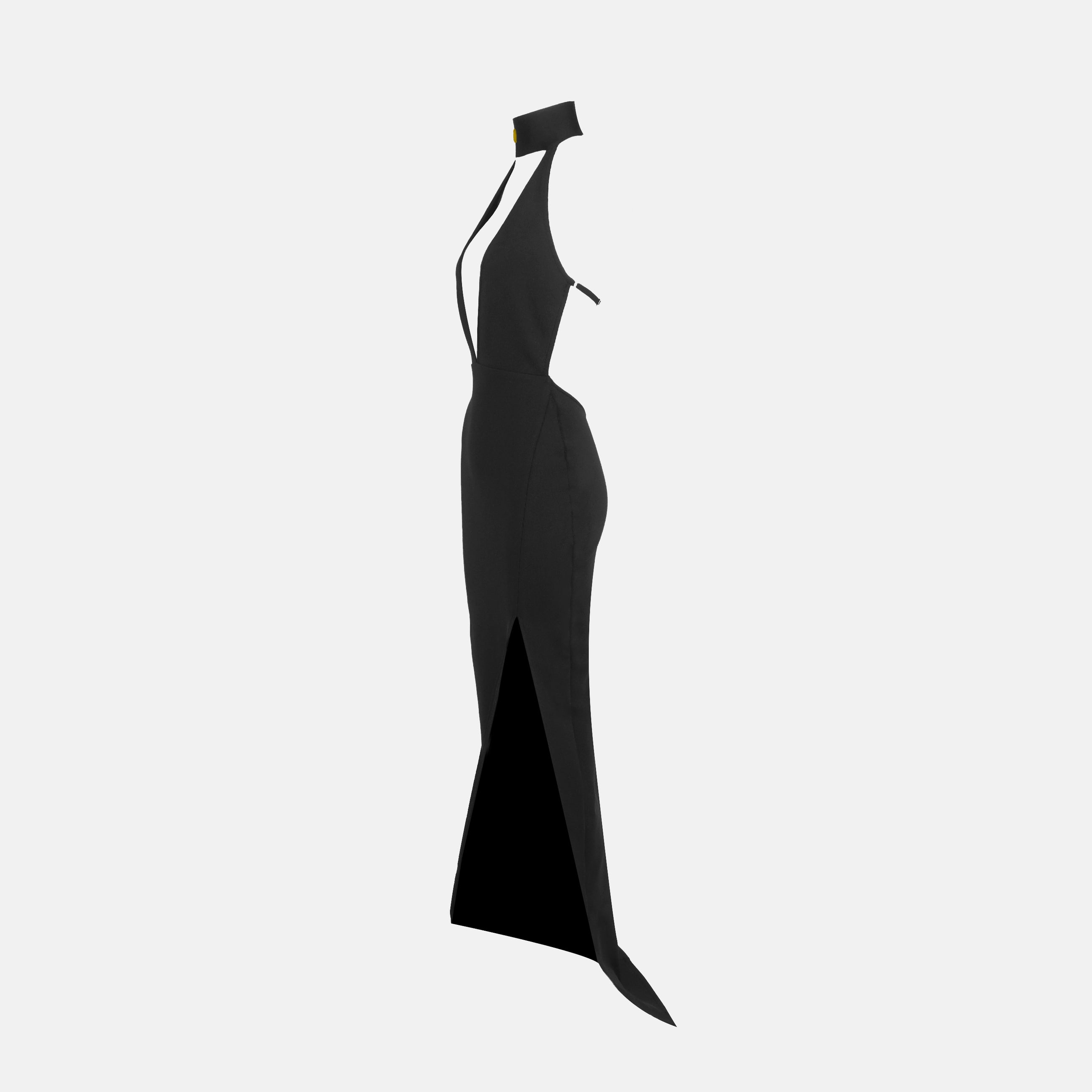 Black golden panther gown dress