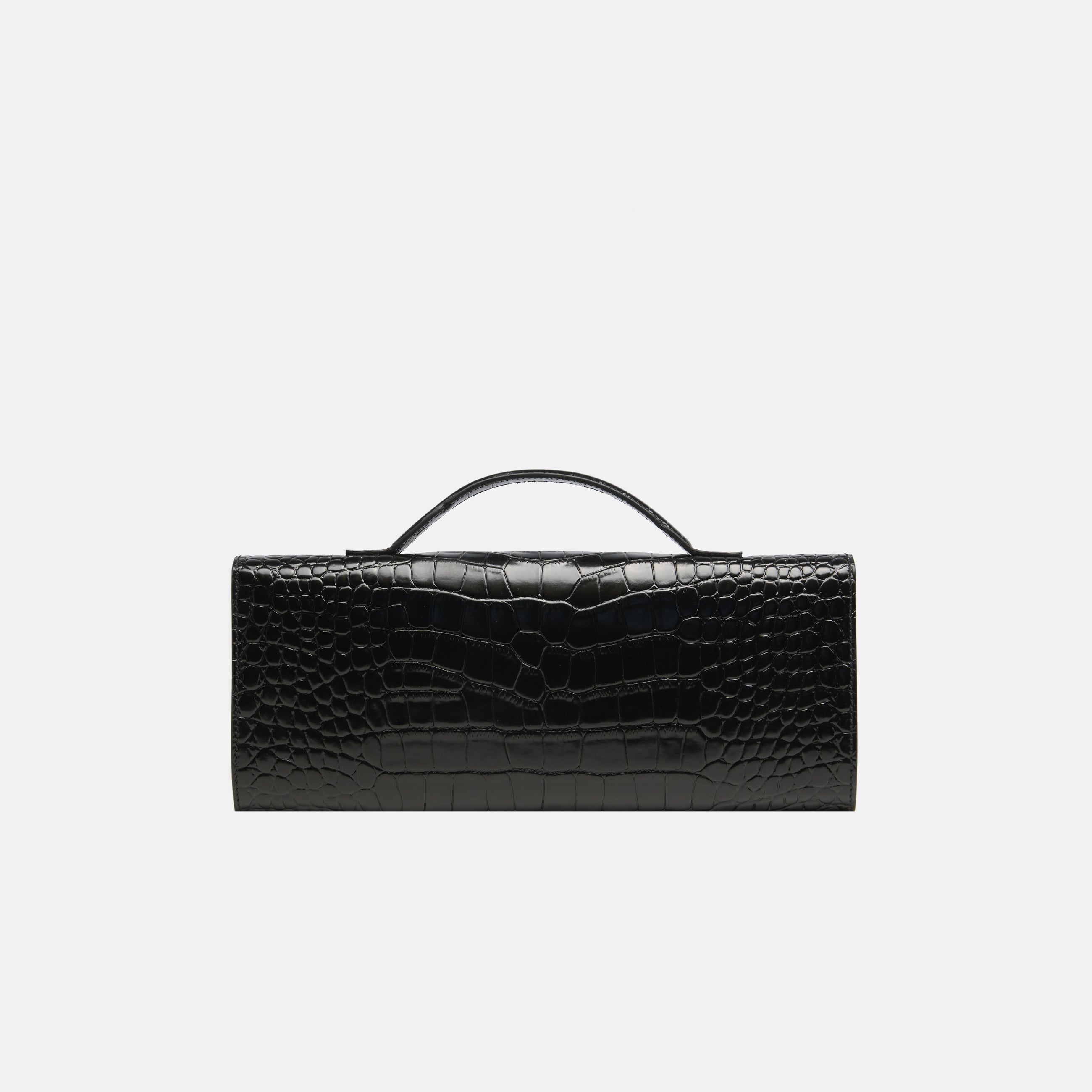 BÉA CLUTCH BAG in black crocodile skin