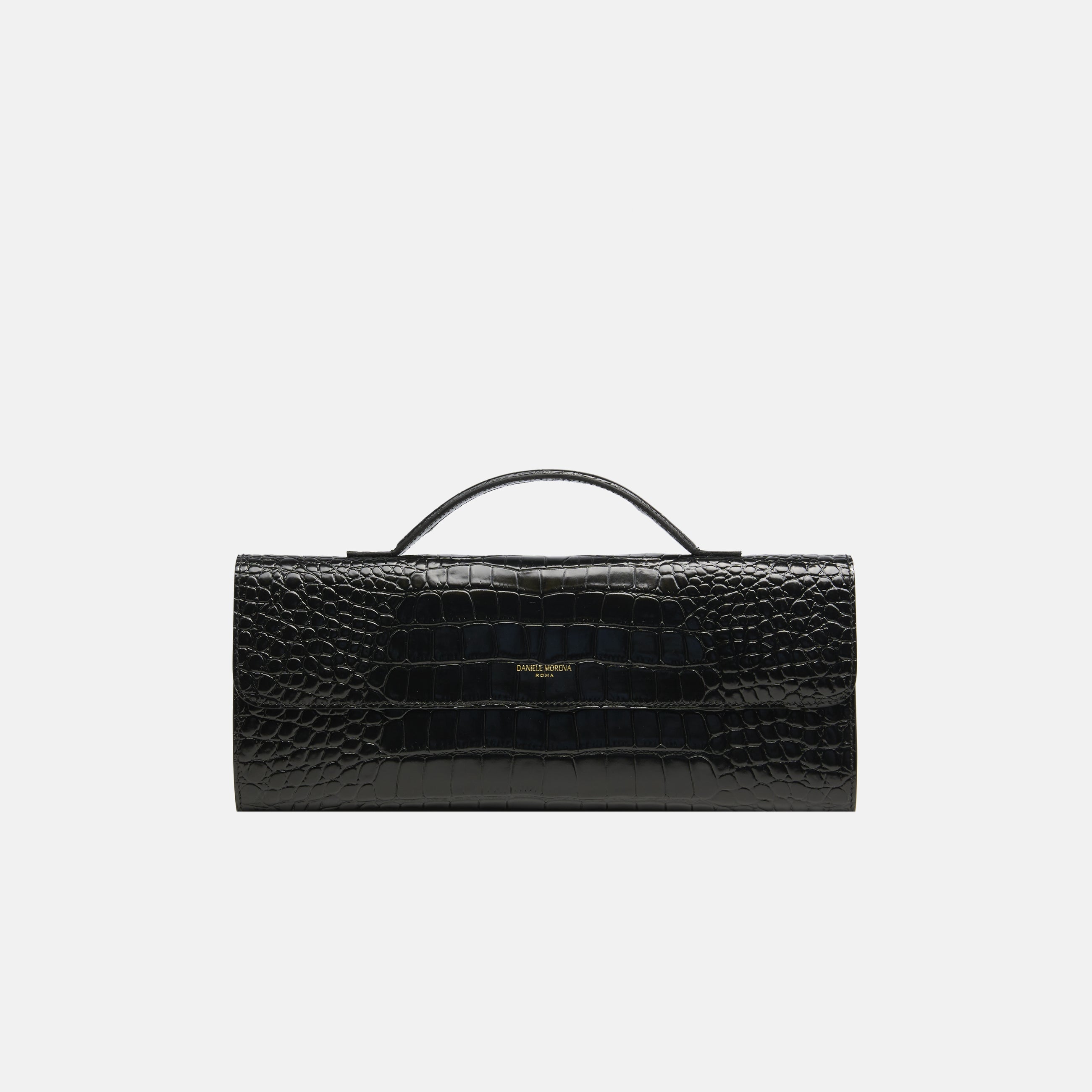 BÉA CLUTCH BAG in black crocodile skin