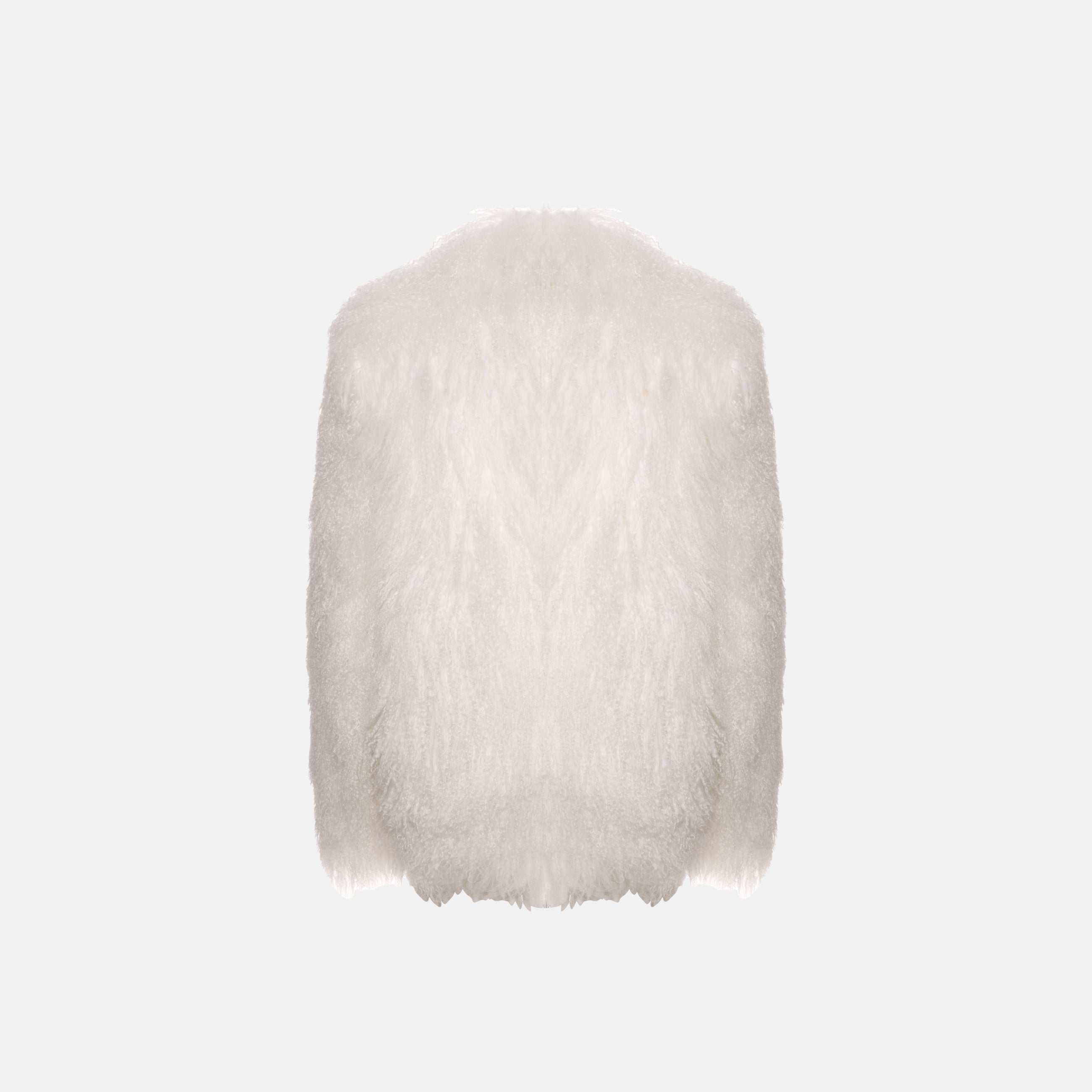 White furry shearling coat