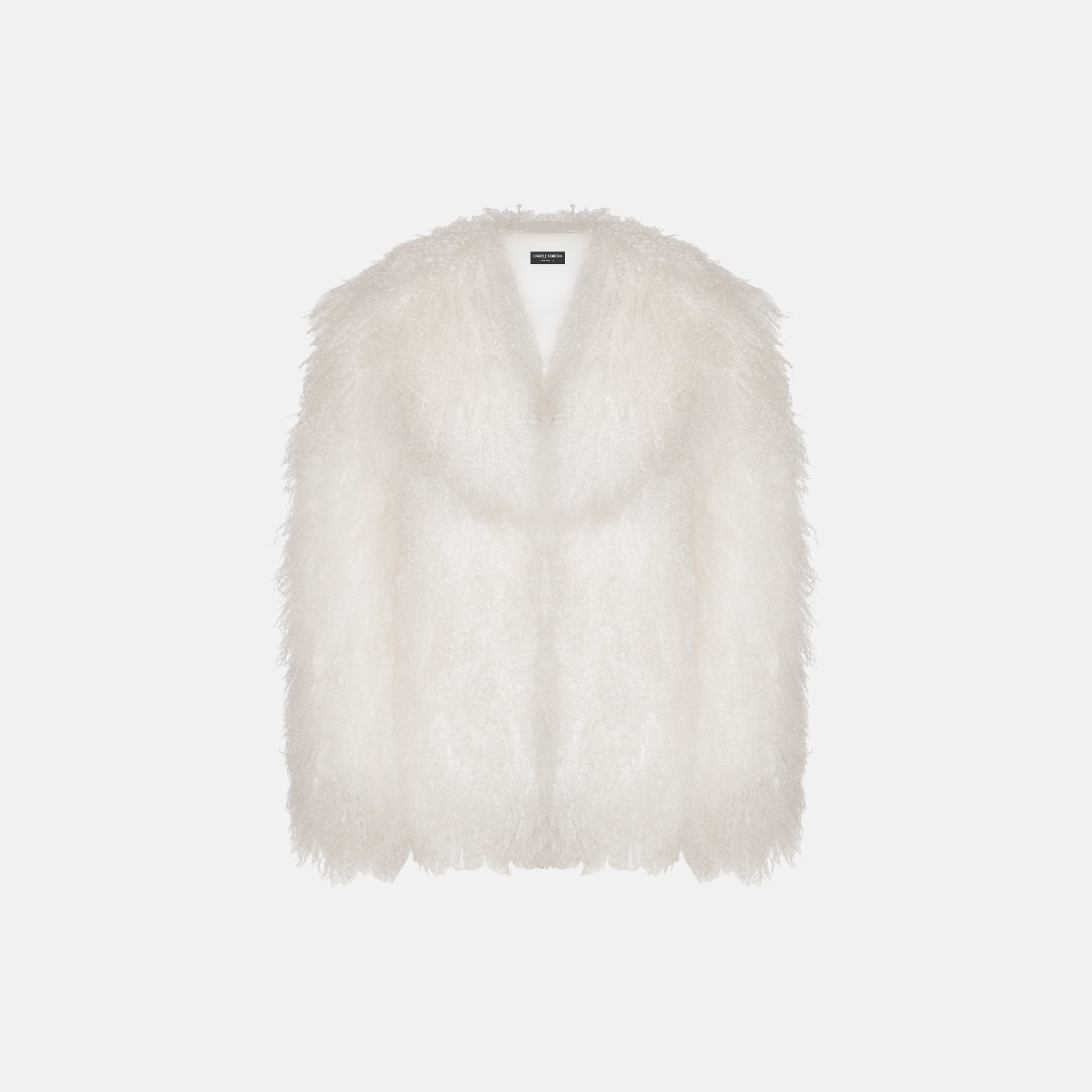 White furry shearling coat