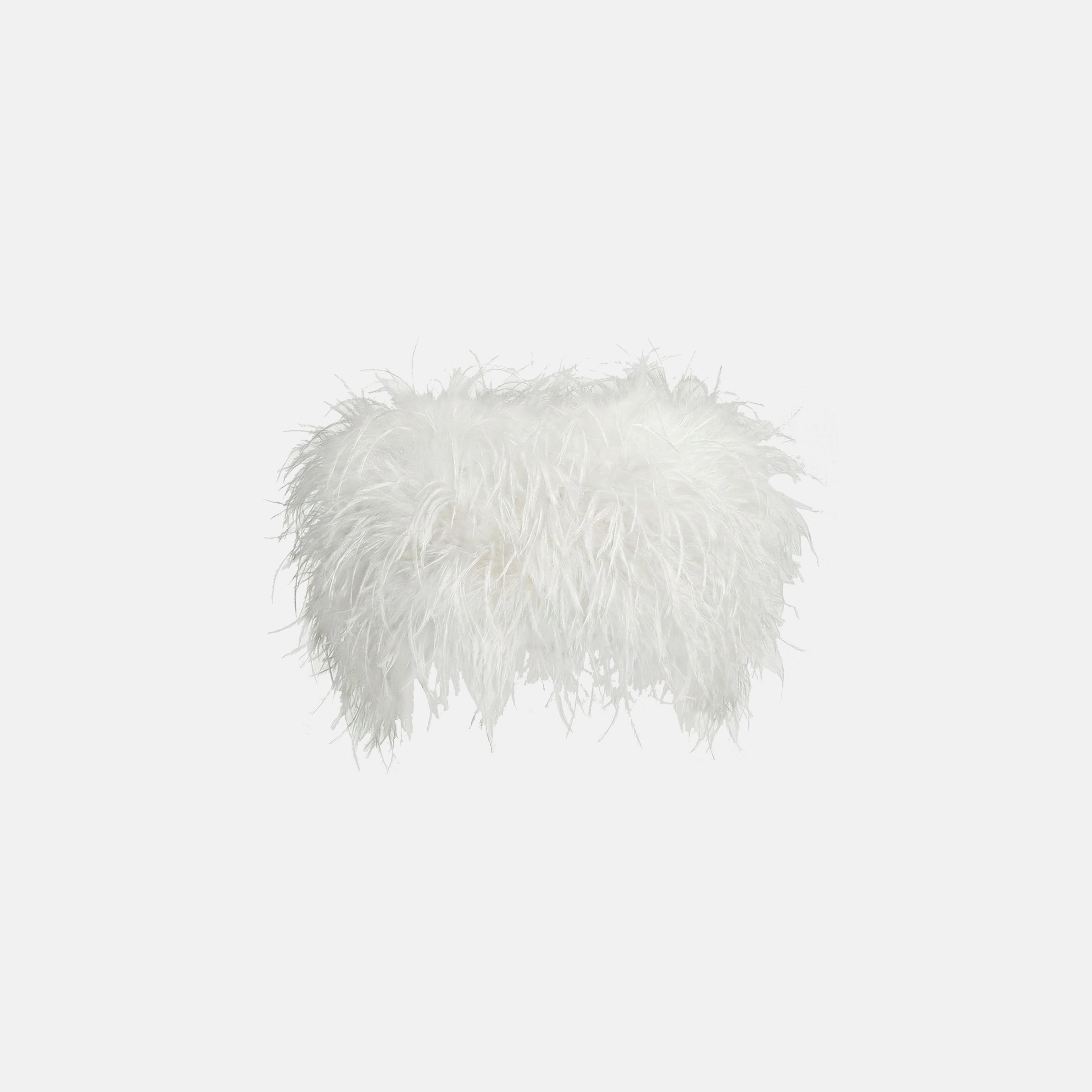 White ostrich feather bandeau top