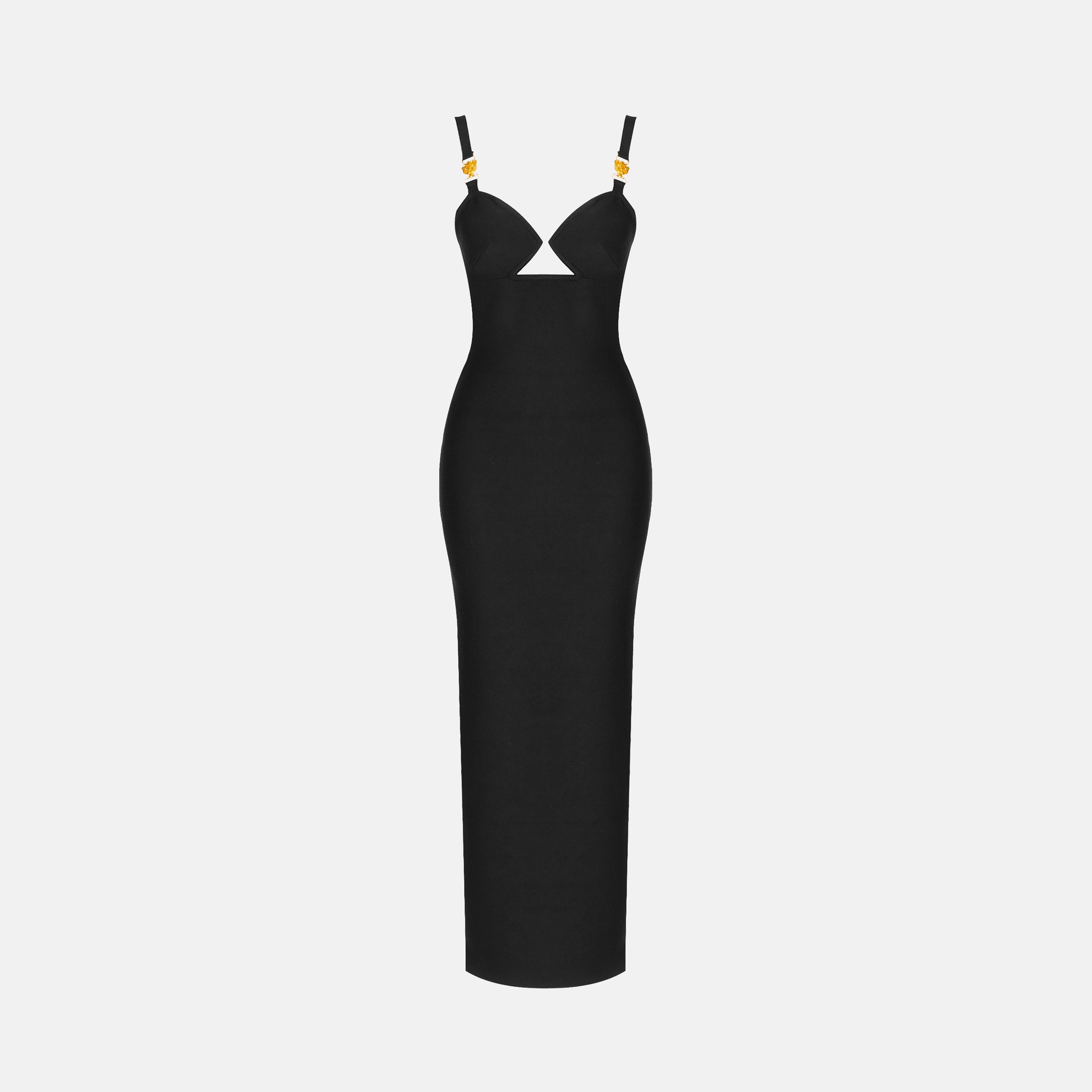 Black iconic panther long dress