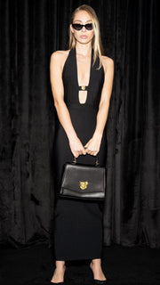 Black V neck dress