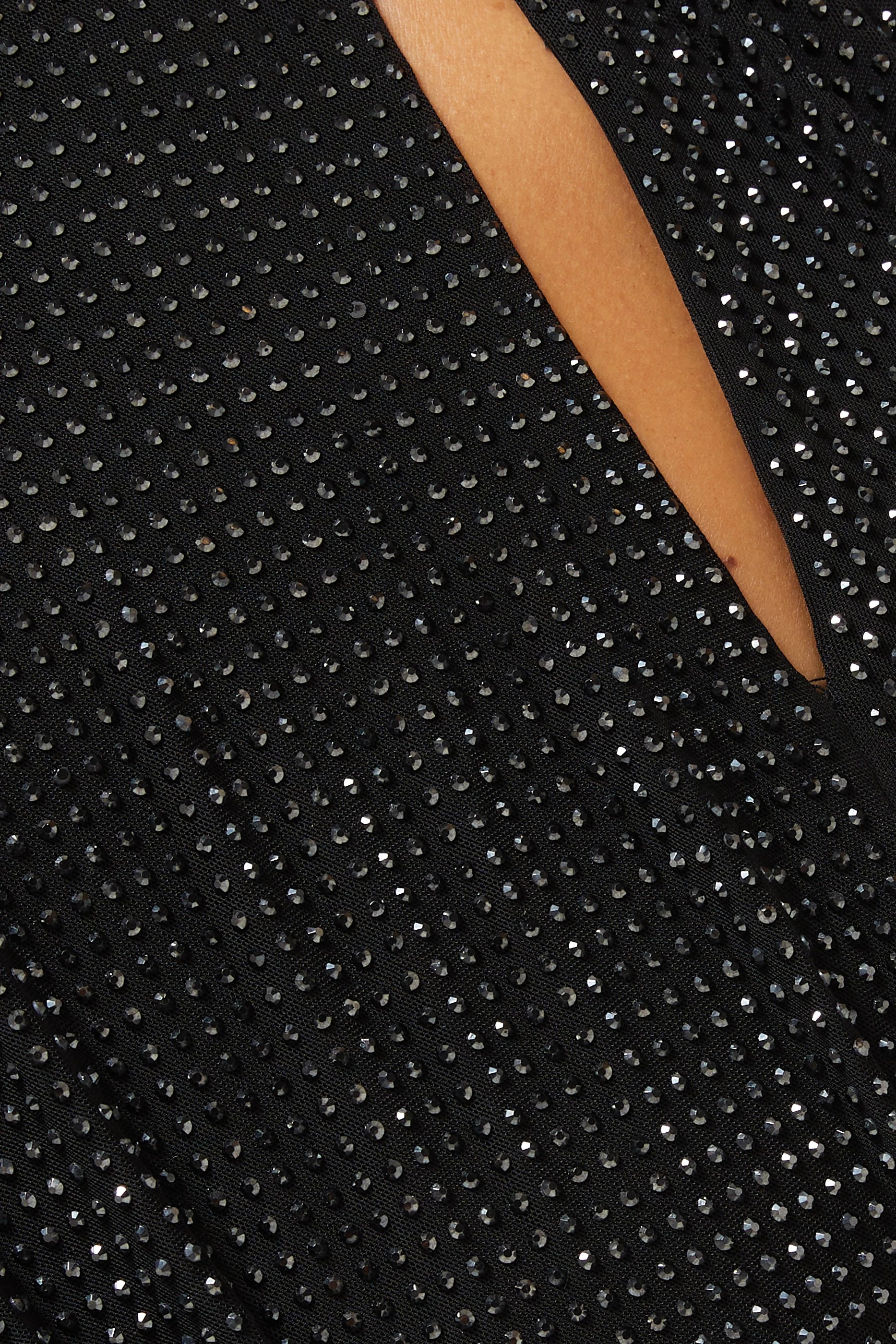 Black crystals draped dress