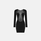 Black deep neckline dress