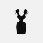 Black feathers cutouts mini dress