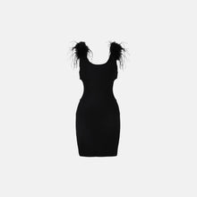 Black feathers cutouts mini dress