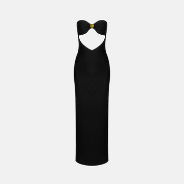 Black bow neckline dress