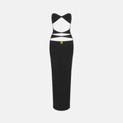 Black triangle cutout dress