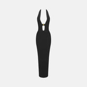 Black V neck dress