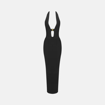 Black V neck dress