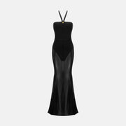 Black bodysuit gown dress