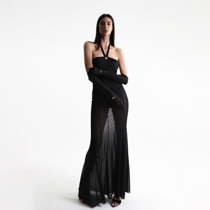 Black bodysuit gown dress