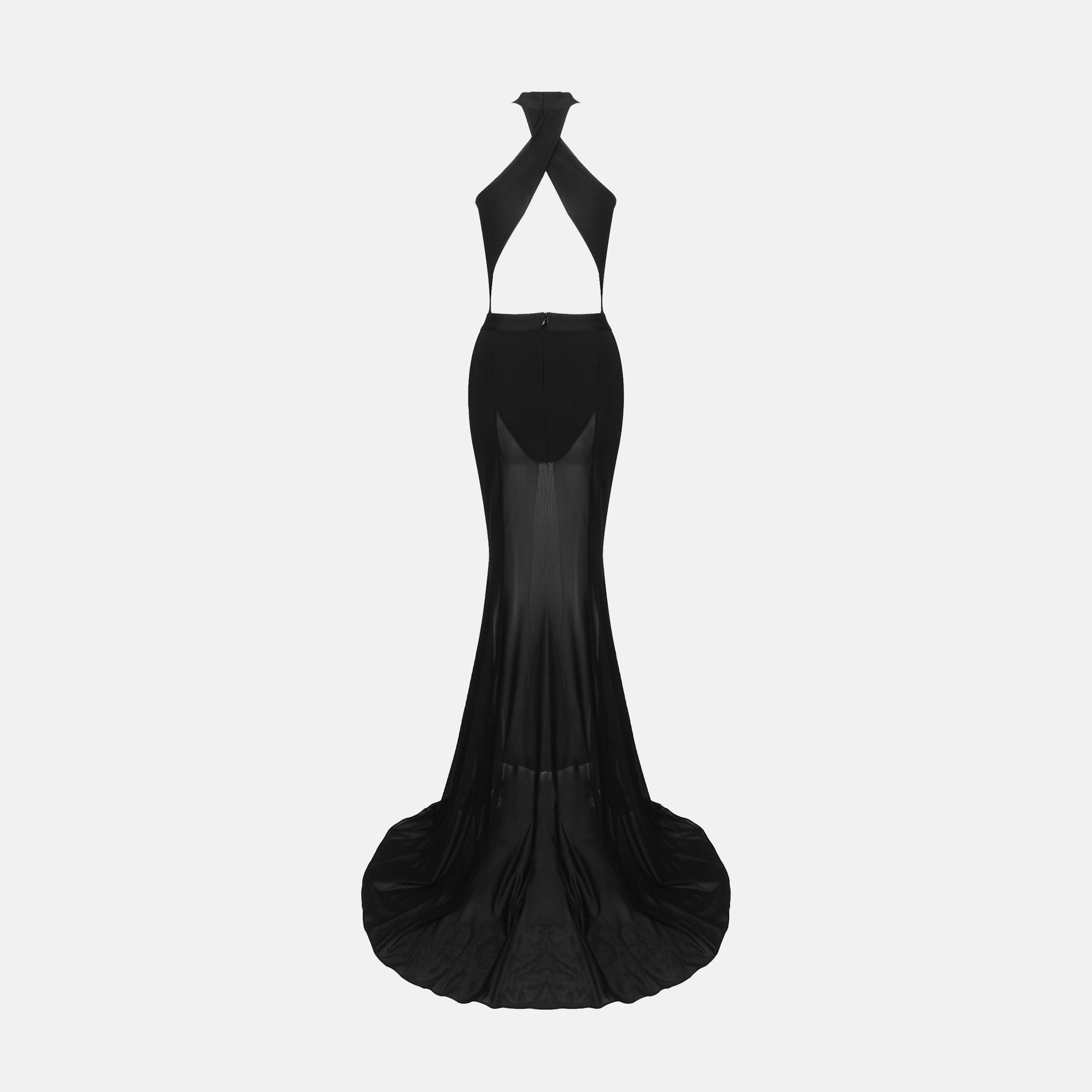 Black cross neckline gown dress