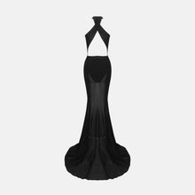 Black cross neckline gown dress