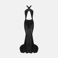 Black cross neckline gown dress