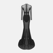 Black mesh gown dress
