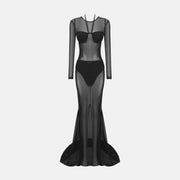 Black mesh gown dress
