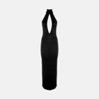 Black halter neck jersey silk dress