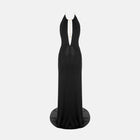 Black halter neck jersey silk evening dress