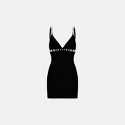 Black crystal mini dress