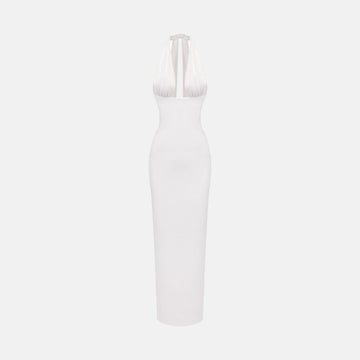 White V neck midi dress