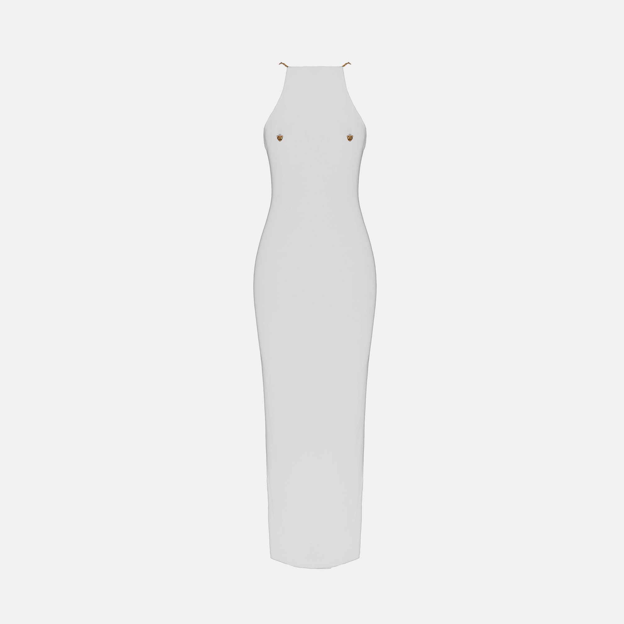 White nipples jersey silk dress