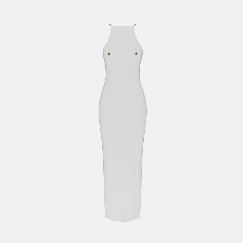 White nipples jersey silk dress