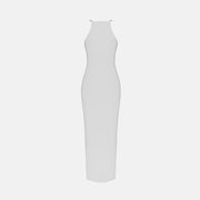 White nipples jersey silk dress