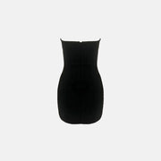 Black colored crystals mini dress