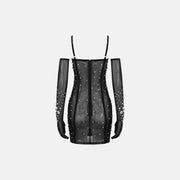 Black bustier crystals mini dress