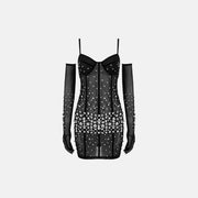 Black bustier crystals mini dress
