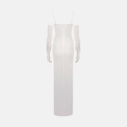 White bustier crystal dress