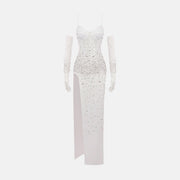 White bustier crystal dress