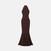 Chocolate jersey turtleneck dress