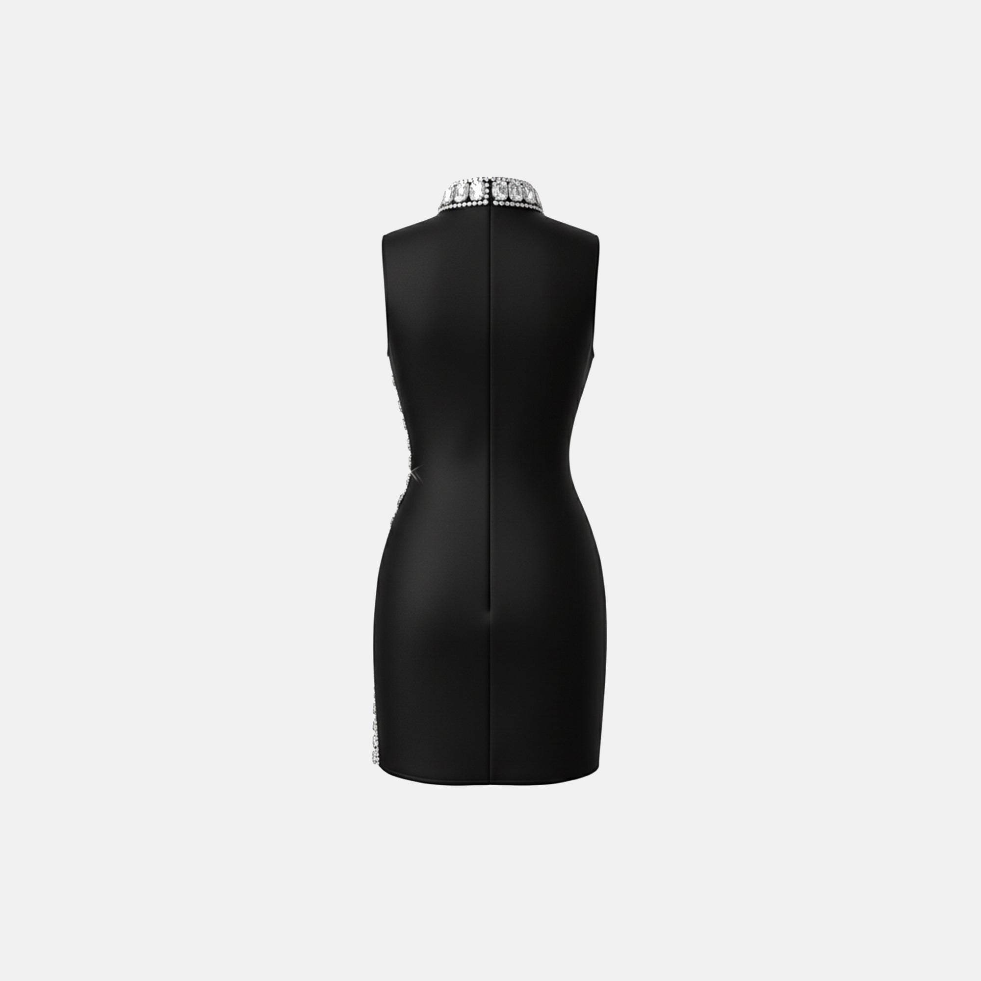 Black crystal mini dress