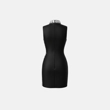 Black crystal mini dress