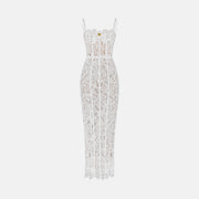 White lace midi dress