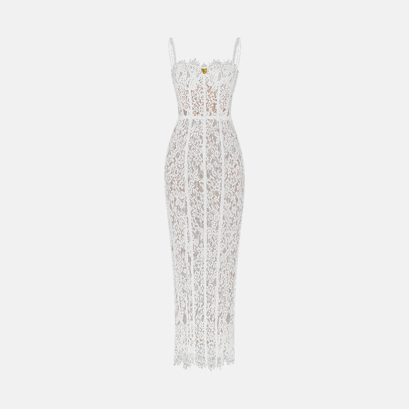 White lace midi dress