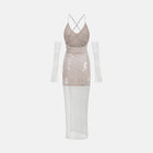Silver sheer sequins dress